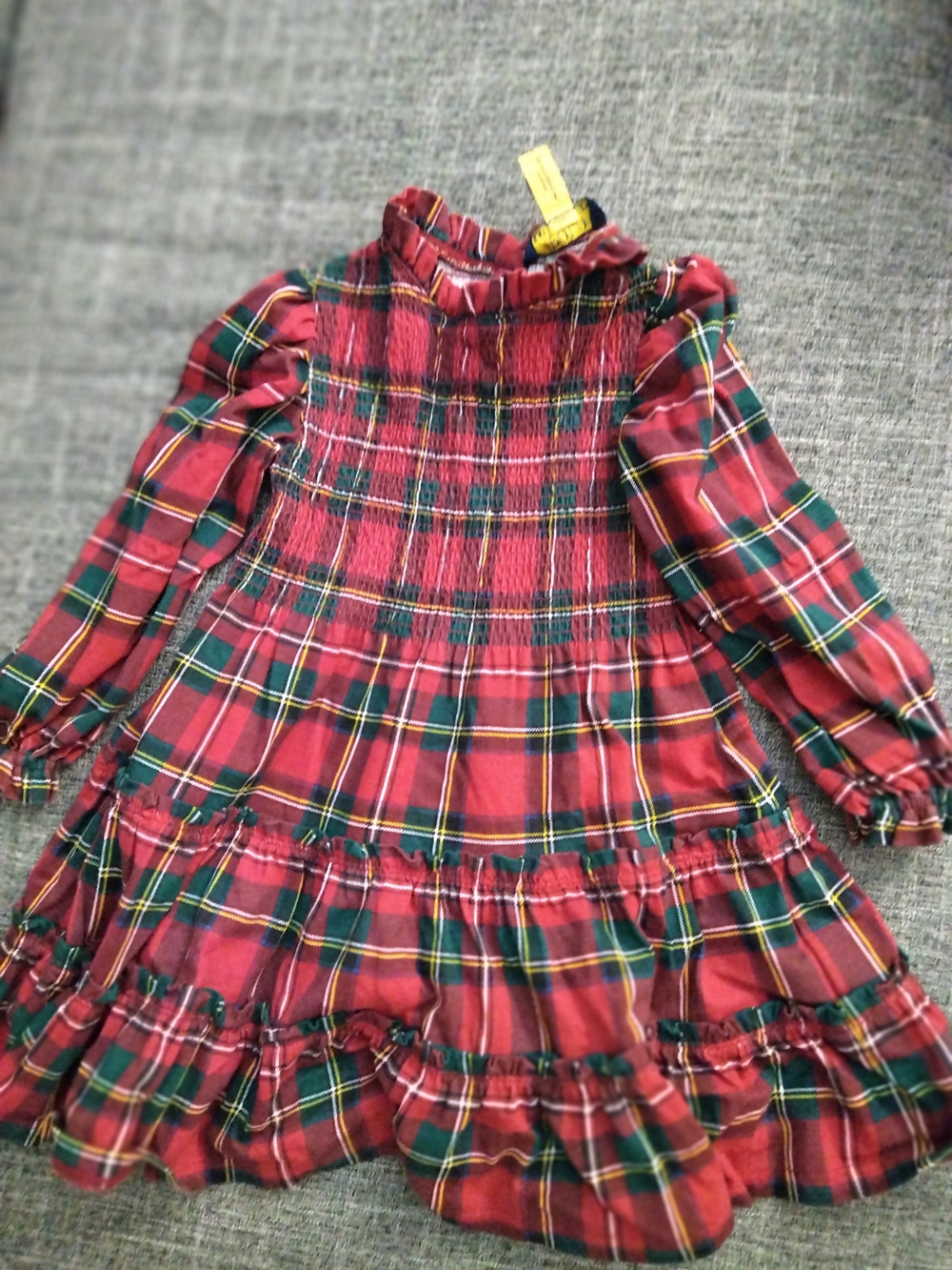 Polo by Ralph Lauren Red Plaid Ruffle Smocked Dress